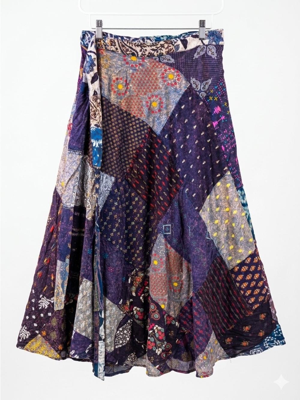 Jaded Gypsy Handblock Patchwork Wrap Maxi Skirt Free Size NWT